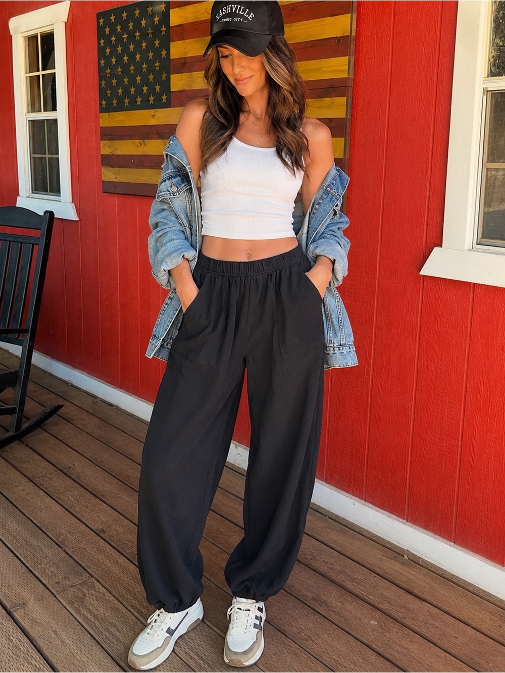 Fashion Nova Black Elastic-Waist Jogger Pants with Front Pockets